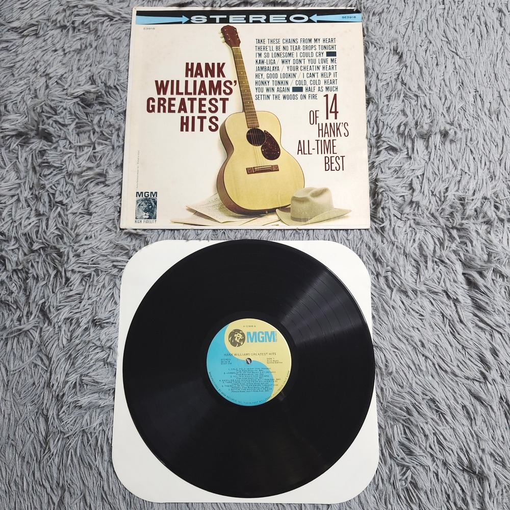 Hank Williams Greatest Hits Vinyl Record‎ LP MGM E3918 Stereo Vintage